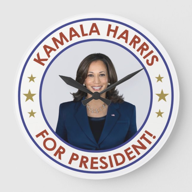 RELOJ REDONDO GRANDE ¡KAMALA HARRIS PARA PRESIDENTE! (Anverso)