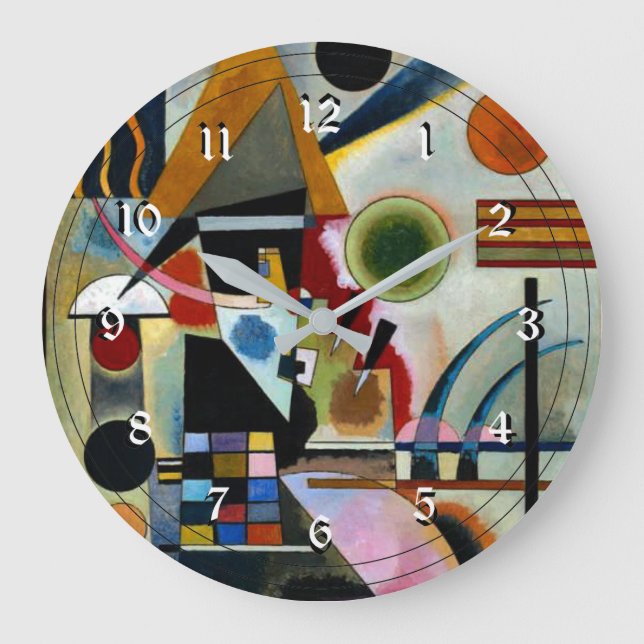 Reloj Redondo Grande Kandinsky - Cisne, pintura abstracta famosa (Anverso)