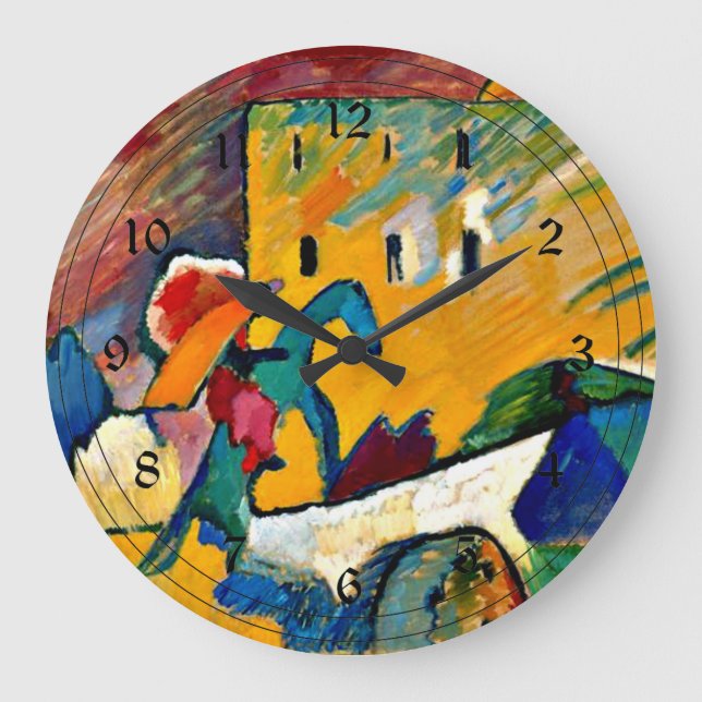 Reloj Redondo Grande Kandinsky: Improvisación 3, pintura del paisaje (Anverso)