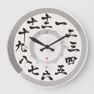 Reloj Redondo Grande Kanji cepillado de Japón con cuadrado redondo [car