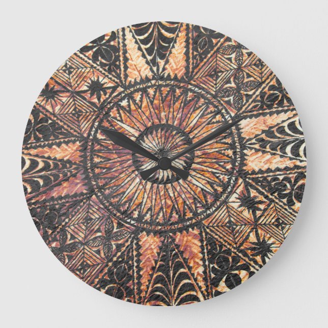 Reloj Redondo Grande Kapa Primitive Hawai Tattoo Tapa (Anverso)