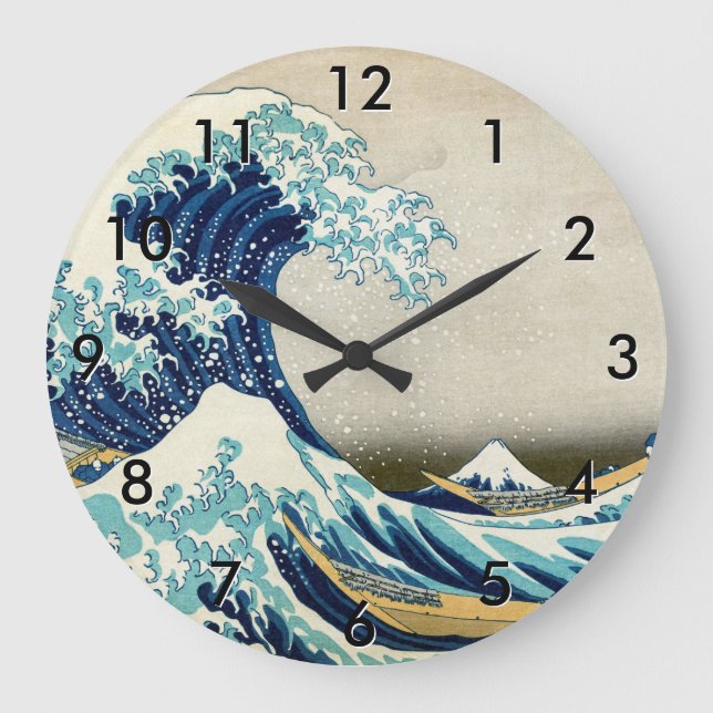 Reloj Redondo Grande Katsushika Hokusai - La gran ola de Kanagawa (Anverso)
