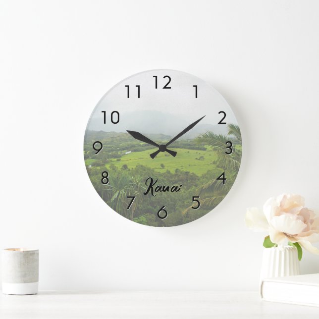 Reloj Redondo Grande Kauai, Hawai, luz de escena paisajista (Hogar)