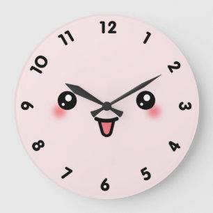 Reloj Redondo Grande Kawaii lindo rosado hace frente