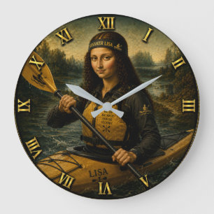 Reloj Redondo Grande Kayaking Funny Mona Lisa Kayaker Gift 