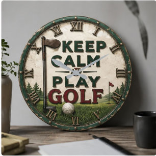 Reloj Redondo Grande Keep Calm and Play Golf