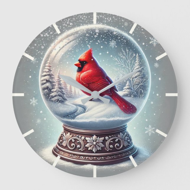 Reloj Redondo Grande Keepsake, el cardenal de invierno (Anverso)