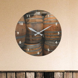 Reloj Redondo Grande Kegs de barril de licor de bar fotográfico de made