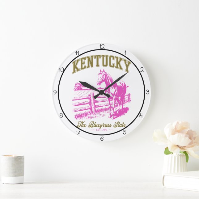 Reloj Redondo Grande Kentucky Bluegrass State Horse (Hogar)