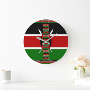 Reloj Redondo Grande Kenya Seamless Flags Borde tramas de arte