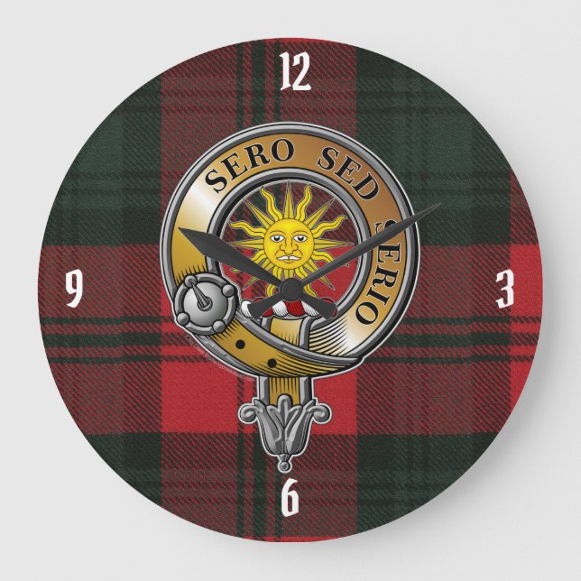Reloj Redondo Grande Kerr Tartán y Badge (Anverso)