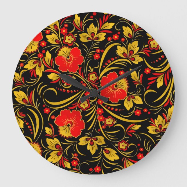 Reloj Redondo Grande Khokhloma ruso (Anverso)