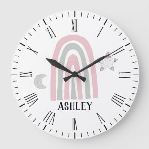 Reloj Redondo Grande Kids Modern Rainbow Personalized