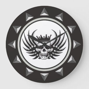 Reloj Redondo Grande King Skull con alas