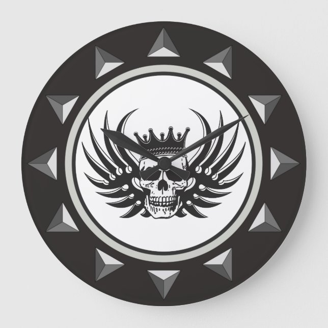 Reloj Redondo Grande King Skull con alas (Anverso)