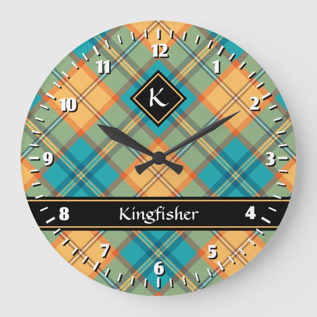 Reloj Redondo Grande Kingfisher Tartan Large Clock (Anverso)