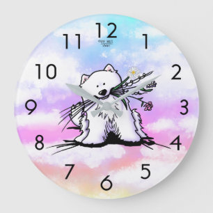 Reloj Redondo Grande KiniArt Rainbow Bridge Samoyed