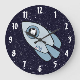 Reloj Redondo Grande KiniArt Space Rocket Dog Westie