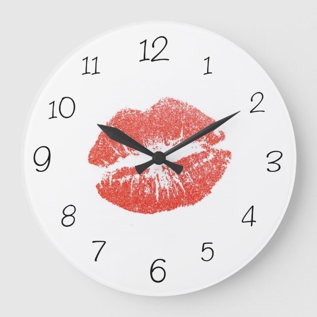 Reloj Redondo Grande Kiss Mark Lips Wall Clock (Anverso)