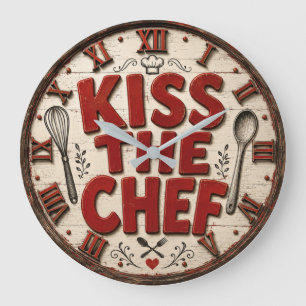 Reloj Redondo Grande Kiss the Chef Rustic Farmhouse Kitchen