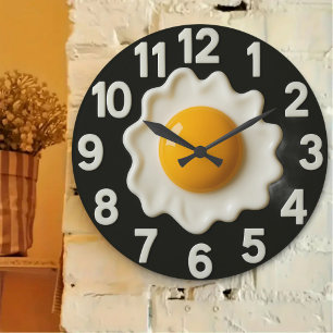 Reloj Redondo Grande Kitchen decor modern black Fried egg