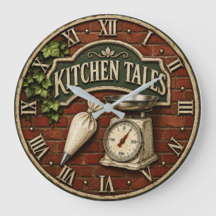 Reloj Redondo Grande Kitchen Tales Rustic Baking Baker Gift
