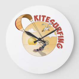 Reloj Redondo Grande Kite surfing illustratie