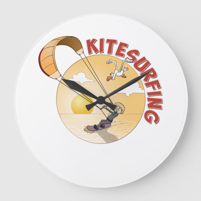 Reloj Redondo Grande Kite surfing illustratie (Anverso)