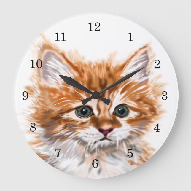 Reloj Redondo Grande Kitten Baby Wall Clock (Anverso)