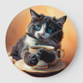 Reloj Redondo Grande Kitten de ojos azules