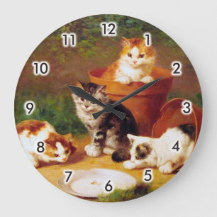 Reloj Redondo Grande Kittens & Pots, Brunel de Neuville