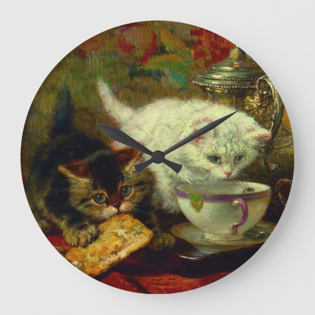 Reloj Redondo Grande Kittens Tea Fiesta (Anverso)