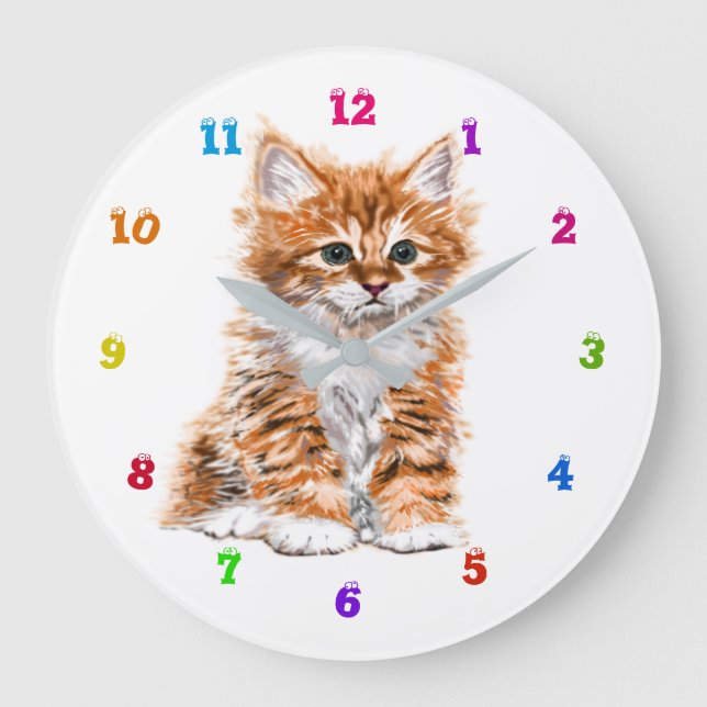 Reloj Redondo Grande Kitty lindo - Gato de bebé dulce (Anverso)
