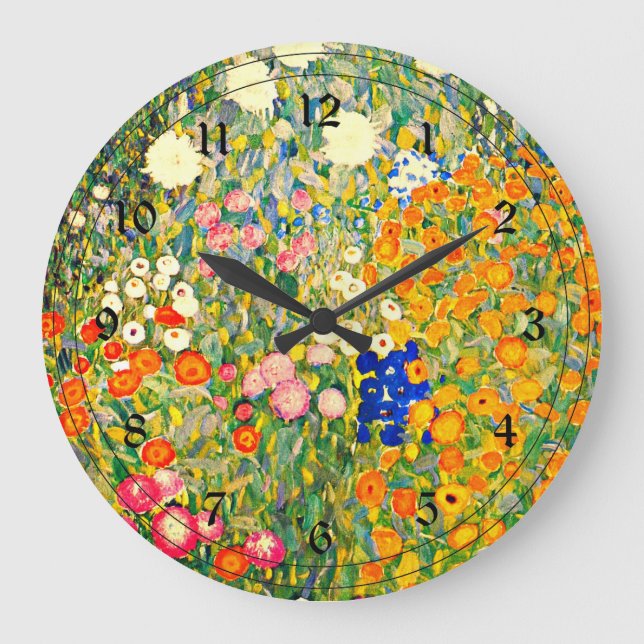 Reloj Redondo Grande Klimt - Jardín de flores 1907 (Anverso)