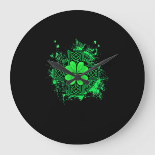 Reloj Redondo Grande Knot Celtic Irlandés Shamrock Three Leaf Clover St