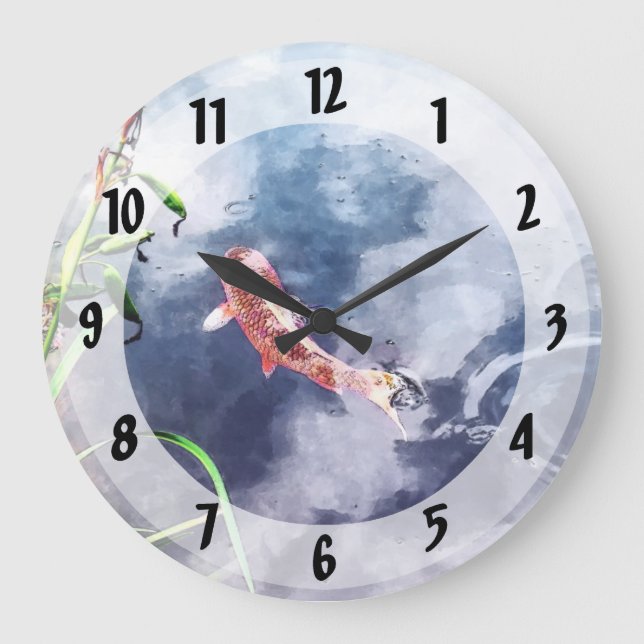 Reloj Redondo Grande Koi en agua dulce (Anverso)