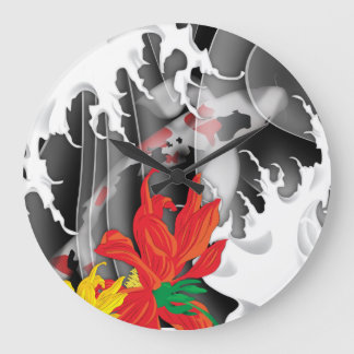 Reloj Redondo Grande Koi japonés tradicional bajo el agua