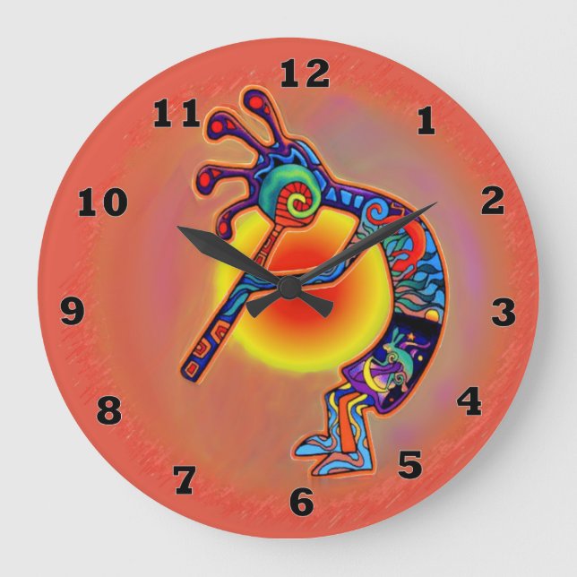 Reloj Redondo Grande Kokopelli Lizard Sun (Anverso)