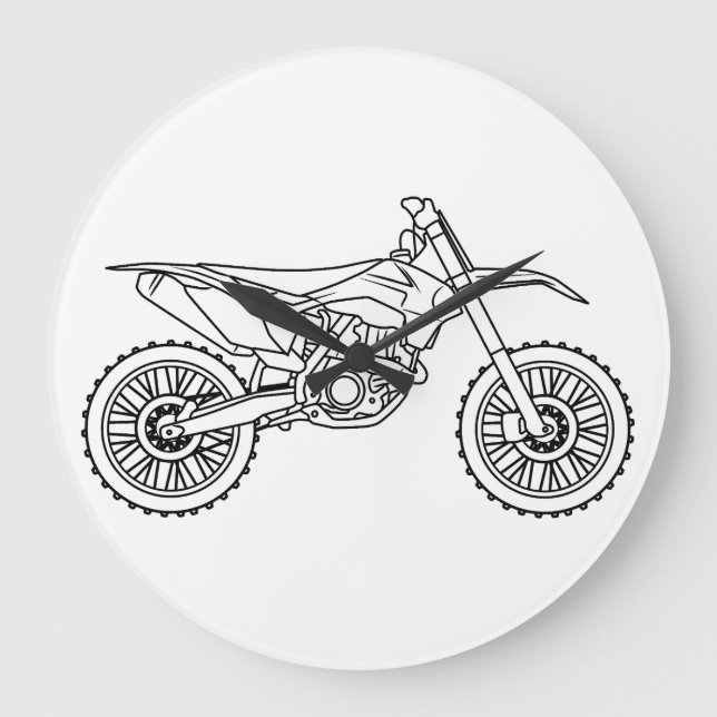 Reloj Redondo Grande KTM Motocross line art (Anverso)