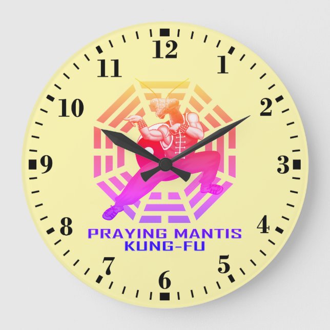 Reloj Redondo Grande Kung-Fu de la Mantis Religiosa (Anverso)