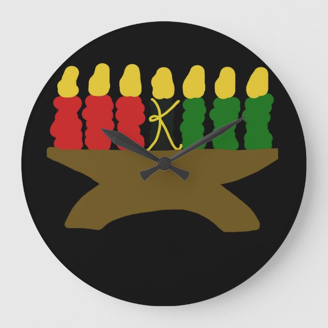 Reloj Redondo Grande Kwanzaa Candle Design (Anverso)