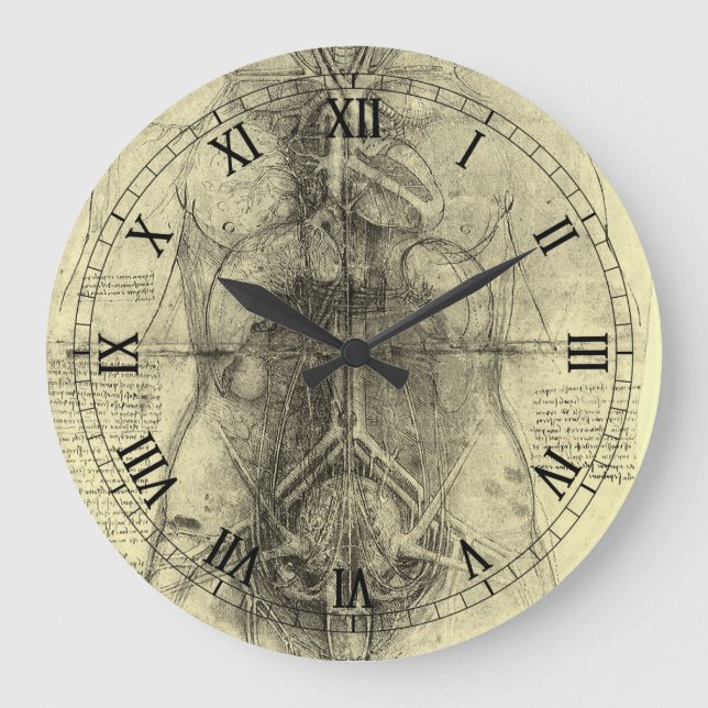 Reloj Redondo Grande La anatomía humana de Leonardo da Vinci (Anverso)