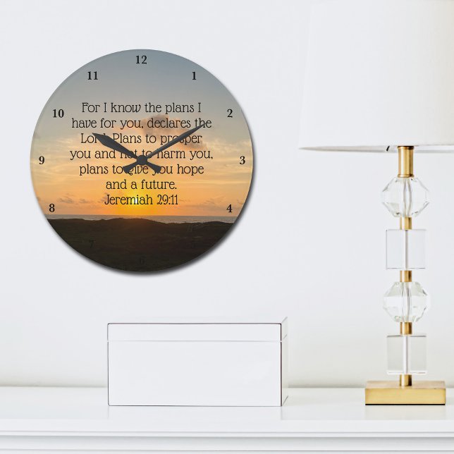 Reloj Redondo Grande La Biblia inspiradora versus Jeremiah 29:11 Atarde (Subido por el creador)