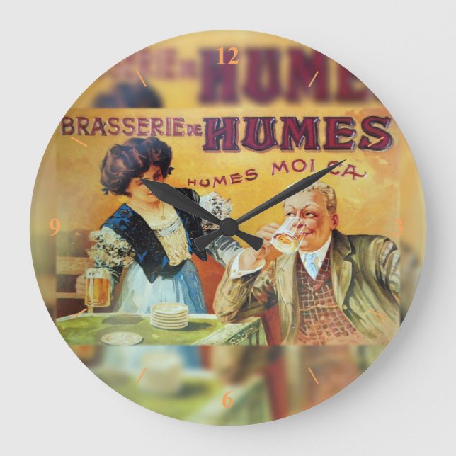 Reloj Redondo Grande La Brasserie, afiche francés de época. (Anverso)