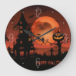 Reloj Redondo Grande La calabaza de las escenas del cementerio de