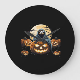 Reloj Redondo Grande La camiseta clásica de Ghostly Sloth a medianoche
