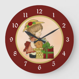 Reloj Redondo Grande La canasta de Navidades de la pequeña Annabelle d2