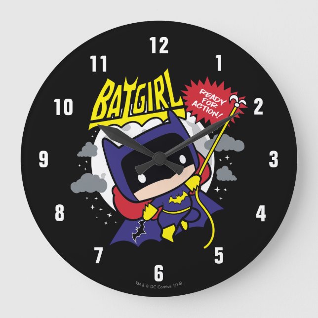 Reloj Redondo Grande La chica Batgirl De La Cónica Preparada Para La Ac (Anverso)