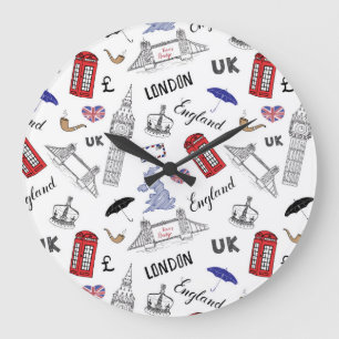 Reloj Redondo Grande La ciudad de Londres Doodles el modelo