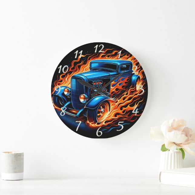 Reloj Redondo Grande La clásica barra caliente que arde por las llamas  (Hogar)